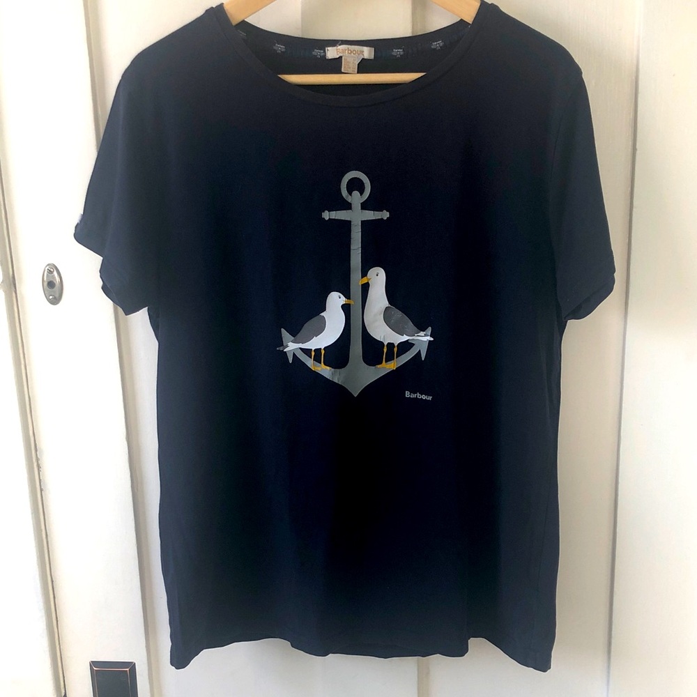 Barbour sz 12 (UK 16) Navy T w/nautical Graphic